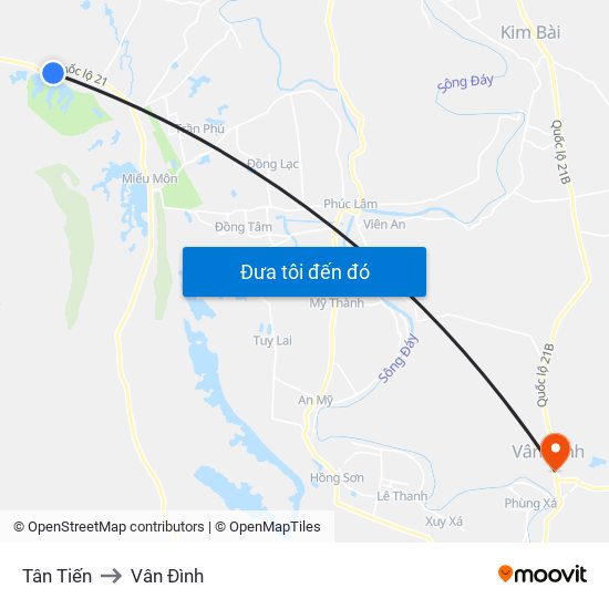 Tân Tiến to Vân Đình map