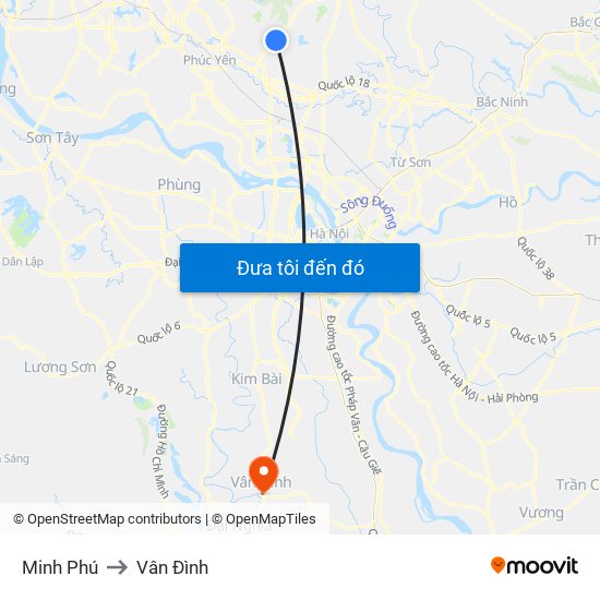 Minh Phú to Vân Đình map