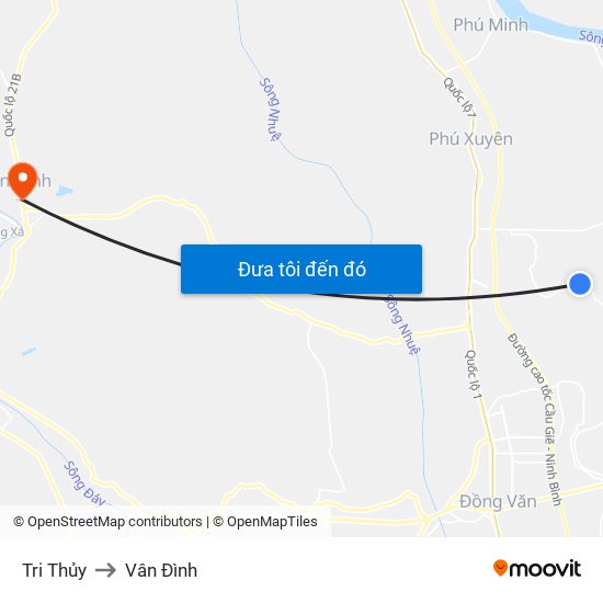 Tri Thủy to Vân Đình map