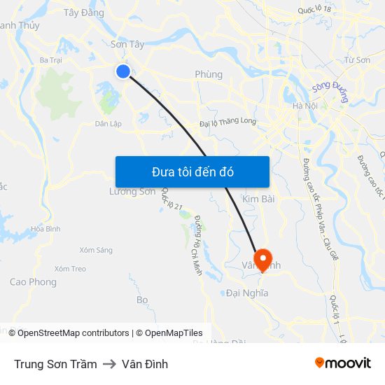 Trung Sơn Trầm to Vân Đình map