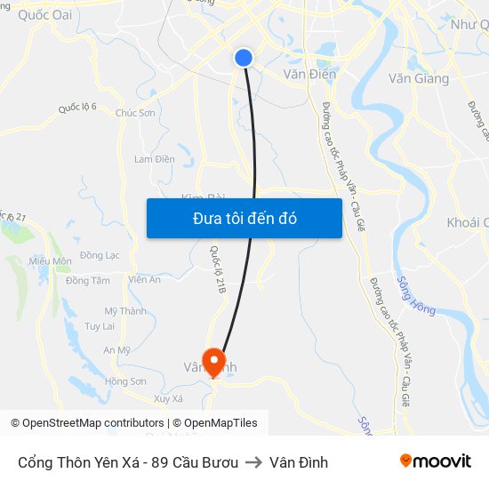 Cổng Thôn Yên Xá - 89 Cầu Bươu to Vân Đình map