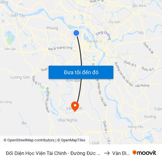 Đối Diện Học Viện Tài Chính - Đường Đức Thắng to Vân Đình map