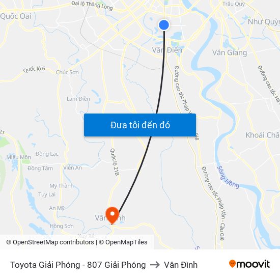 Toyota Giải Phóng - 807 Giải Phóng to Vân Đình map