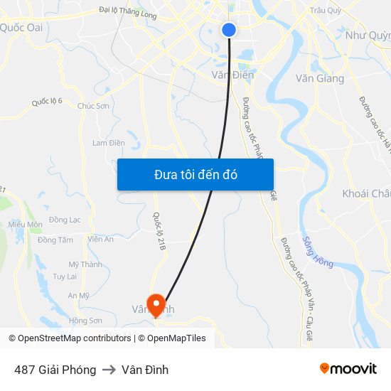 487 Giải Phóng to Vân Đình map