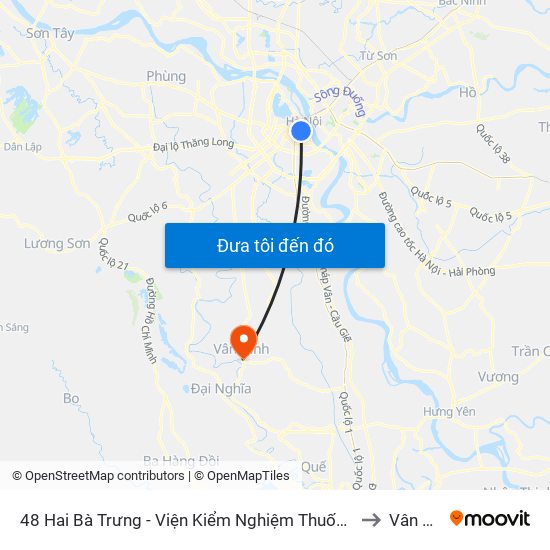 48 Hai Bà Trưng - Viện Kiểm Nghiệm Thuốc Trung Ương to Vân Đình map