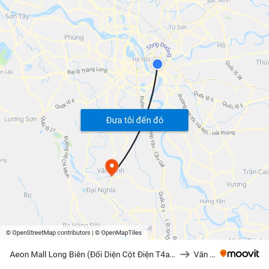 Aeon Mall Long Biên (Đối Diện Cột Điện T4a/2a-B Đường Cổ Linh) to Vân Đình map