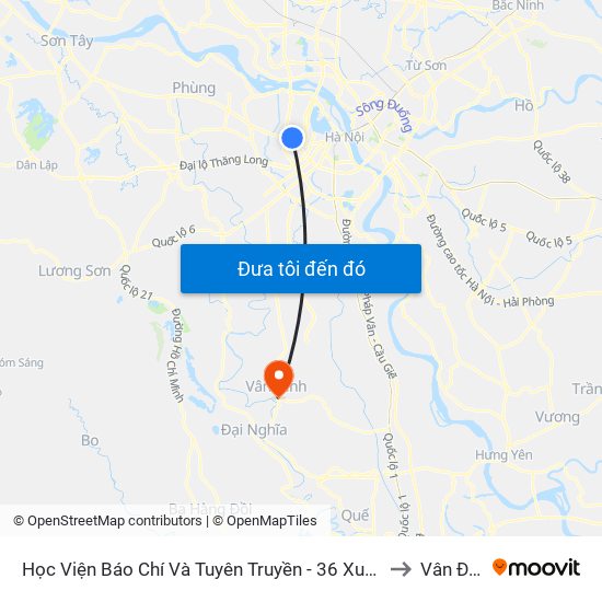 Học Viện Báo Chí Và Tuyên Truyền - 36 Xuân Thủy to Vân Đình map