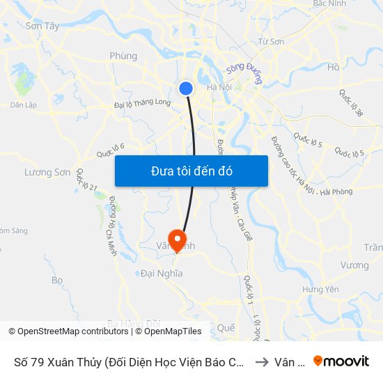 Số 79 Xuân Thủy (Đối Diện Học Viện Báo Chí Và Tuyên Truyền) to Vân Đình map