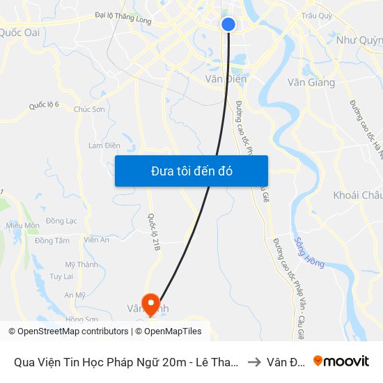 Qua Viện Tin Học Pháp Ngữ 20m - Lê Thanh Nghị to Vân Đình map