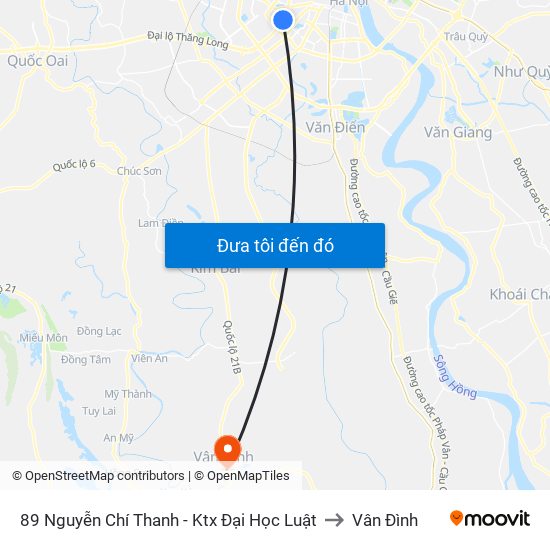 89 Nguyễn Chí Thanh - Ktx Đại Học Luật to Vân Đình map