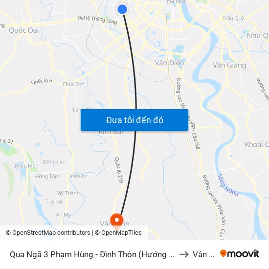 Qua Ngã 3 Phạm Hùng - Đình Thôn (Hướng Đi Phạm Văn Đồng) to Vân Đình map