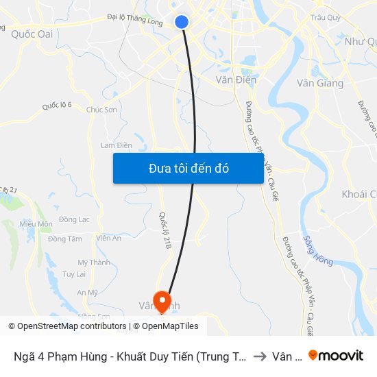 Ngã 4 Phạm Hùng - Khuất Duy Tiến (Trung Tâm Hội Nghị Quốc Gia) to Vân Đình map