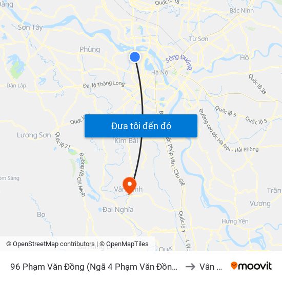 96 Phạm Văn Đồng (Ngã 4 Phạm Văn Đồng - Xuân Đỉnh) to Vân Đình map