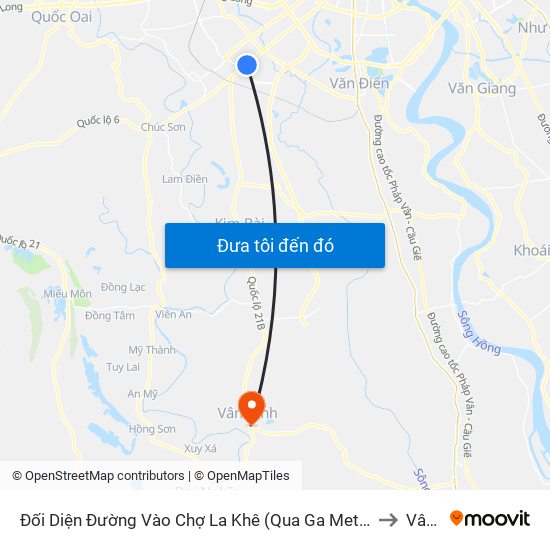Đối Diện Đường Vào Chợ La Khê (Qua Ga Metro La Khê) - 405 Quang Trung (Hà Đông) to Vân Đình map