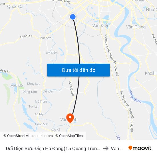 Đối Diện Bưu Điện Hà Đông(15 Quang Trung Hà Đông) to Vân Đình map