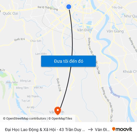 Đại Học Lao Động & Xã Hội - 43 Trần Duy Hưng to Vân Đình map