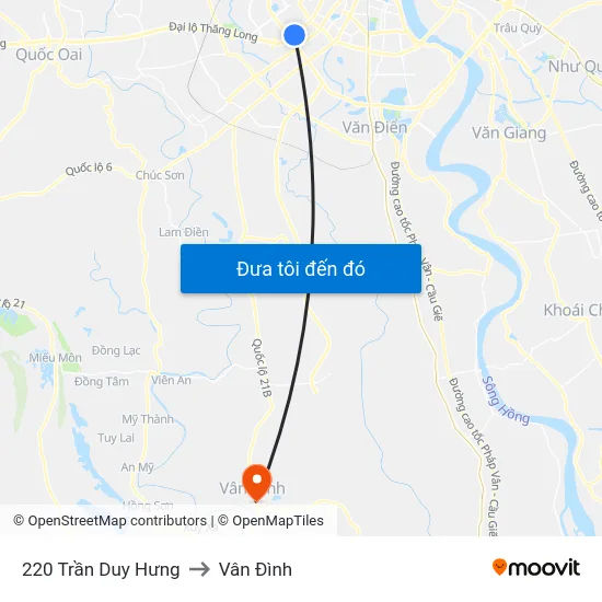 220 Trần Duy Hưng to Vân Đình map