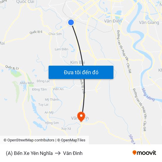 (A) Bến Xe Yên Nghĩa to Vân Đình map