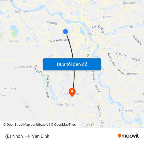 (B) Nhổn to Vân Đình map