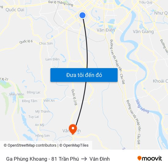 Ga Phùng Khoang - 81 Trần Phú to Vân Đình map