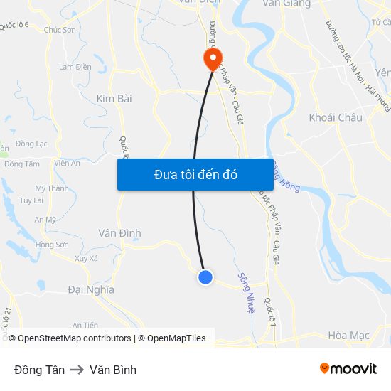 Đồng Tân to Văn Bình map