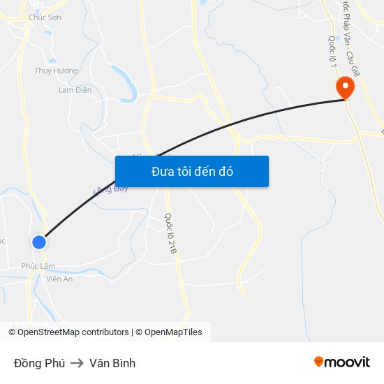 Đồng Phú to Văn Bình map