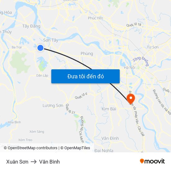 Xuân Sơn to Văn Bình map