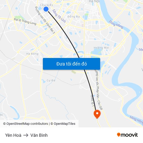 Yên Hoà to Văn Bình map