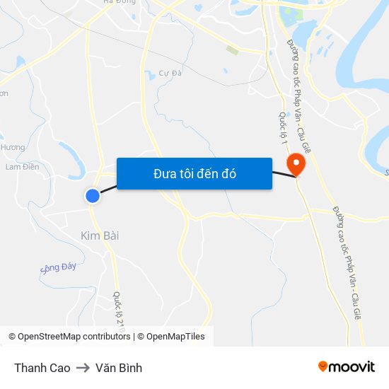 Thanh Cao to Văn Bình map