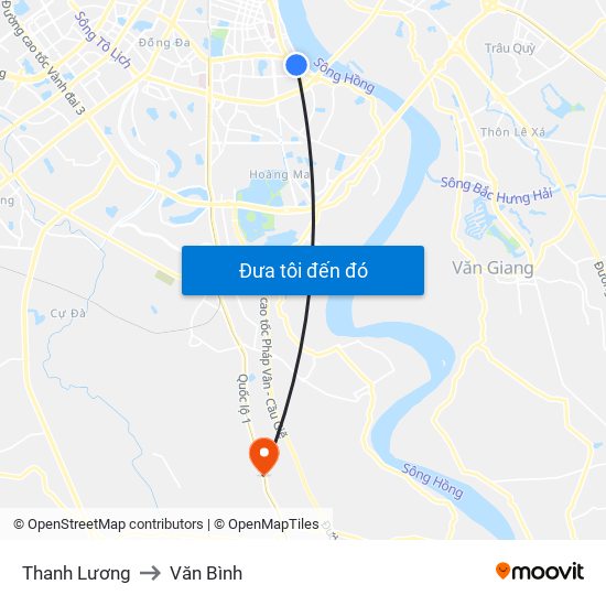 Thanh Lương to Văn Bình map
