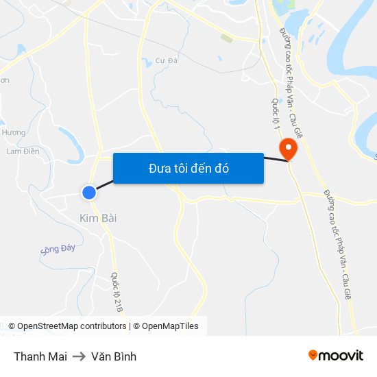 Thanh Mai to Văn Bình map