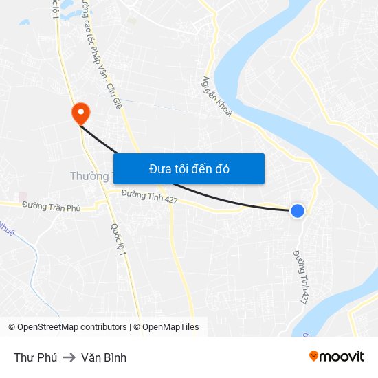 Thư Phú to Văn Bình map