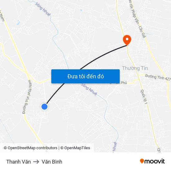 Thanh Văn to Văn Bình map