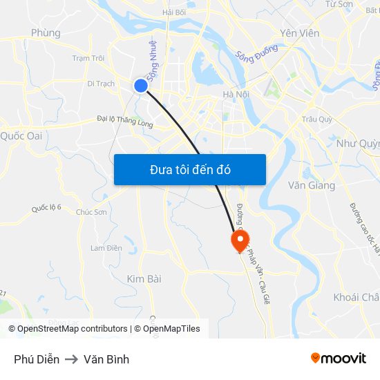Phú Diễn to Văn Bình map