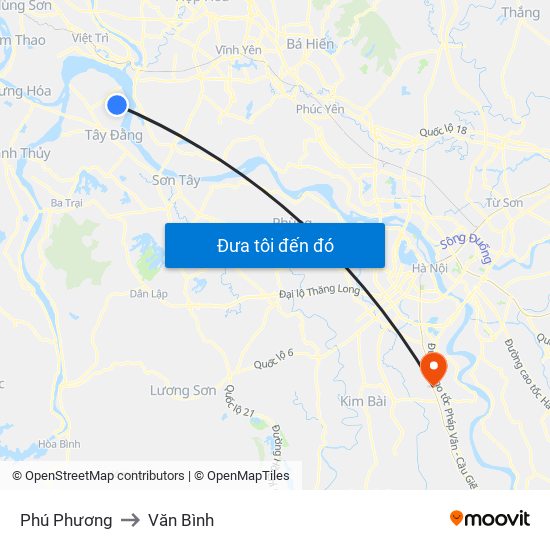 Phú Phương to Văn Bình map