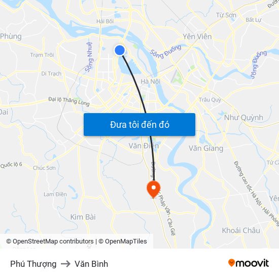 Phú Thượng to Văn Bình map