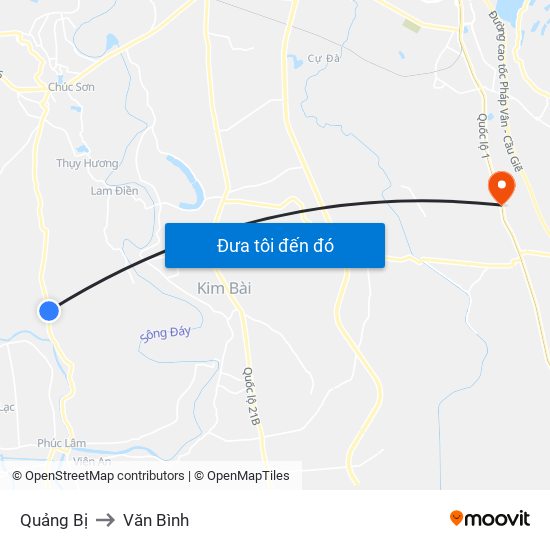 Quảng Bị to Văn Bình map