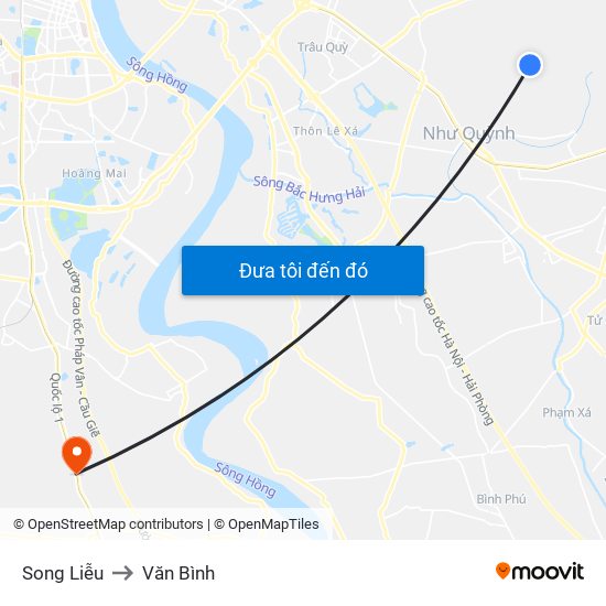 Song Liễu to Văn Bình map