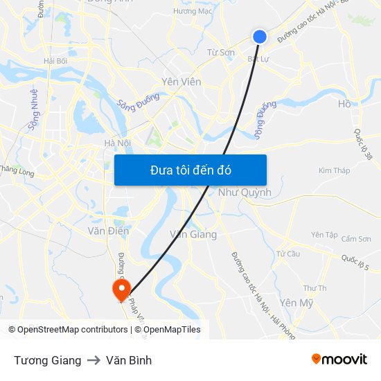 Tương Giang to Văn Bình map