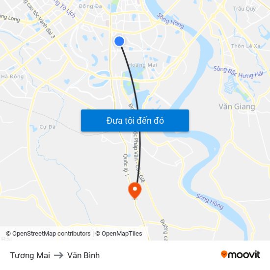 Tương Mai to Văn Bình map