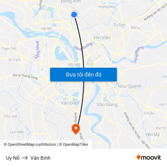Uy Nỗ to Văn Bình map
