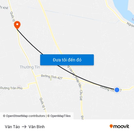 Vân Tảo to Văn Bình map