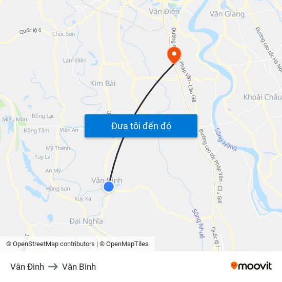 Vân Đình to Văn Bình map