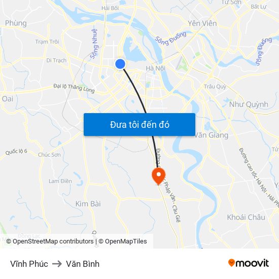 Vĩnh Phúc to Văn Bình map