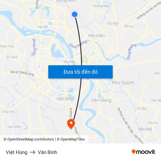 Việt Hùng to Văn Bình map