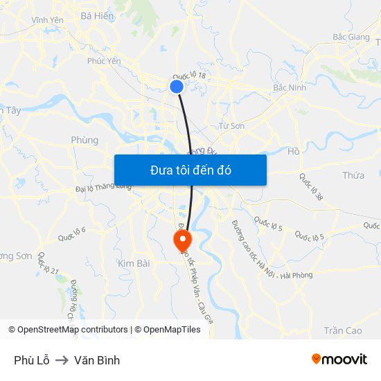 Phù Lỗ to Văn Bình map
