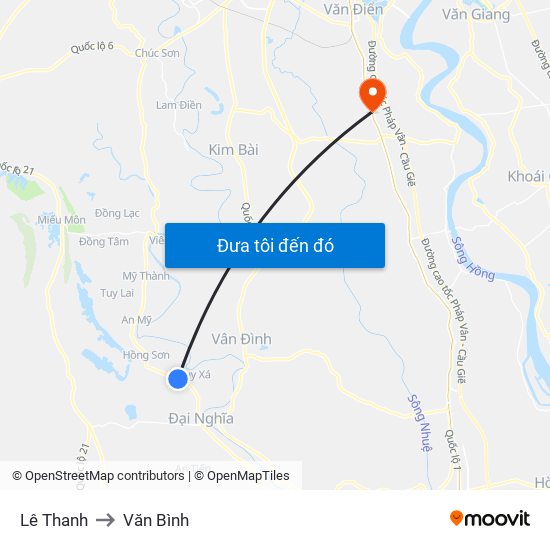 Lê Thanh to Văn Bình map