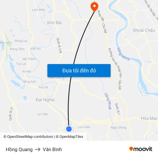 Hồng Quang to Văn Bình map