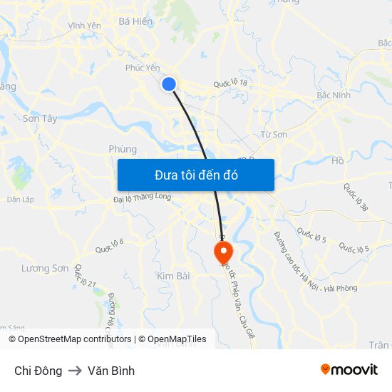 Chi Đông to Văn Bình map