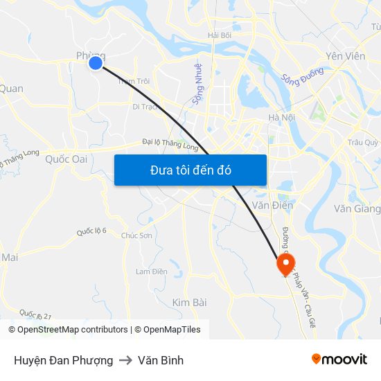 Huyện Đan Phượng to Văn Bình map